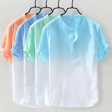 Load image into Gallery viewer, Men's Solid Color Thin Breathable Gradient Collar Cotton Linen Top