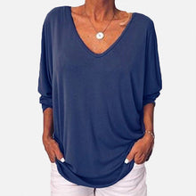 Load image into Gallery viewer, 3/4 Sleeve Back Buttons V Neck Tops
