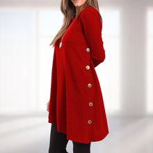 Load image into Gallery viewer, Women's Long Sleeve Scoop Neck Button Side Sweater Tunic Dress