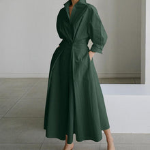Load image into Gallery viewer, Women's Solid Pocket Button Lapel Long Sleeve Maxi Shirt Casual Dress