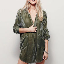 Load image into Gallery viewer, Gold Velvet Shirtdress