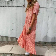 Load image into Gallery viewer, Short-sleeved dress with floral print