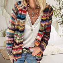 Load image into Gallery viewer, Women's Rainbow Striped Cardigan