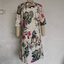Load image into Gallery viewer, Floral Print Split O-neck Half Sleeve Casual Cotton Dress