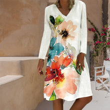 Load image into Gallery viewer, Printed Long Sleeve Crew Neck Dress