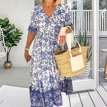 Load image into Gallery viewer, Lady Summer V-Neck Bohemian Dress