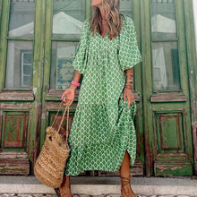 Load image into Gallery viewer, Boho Puff Sleeve Maxi Loose Dress
