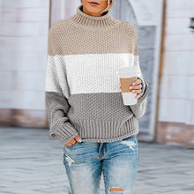 Load image into Gallery viewer, Thick Line Colorblock Turtleneck Sweater