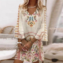 Load image into Gallery viewer, Watercolor Floral Print Ruffle Sleeves Mini Dress