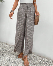 Load image into Gallery viewer, Geometric print elasticated drawstring wide-leg pants