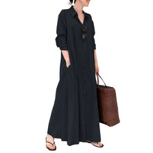 Load image into Gallery viewer, Button Down Solid Long Shirt Dress