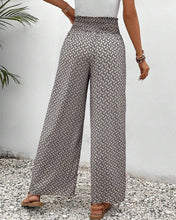 Load image into Gallery viewer, Geometric print elasticated drawstring wide-leg pants