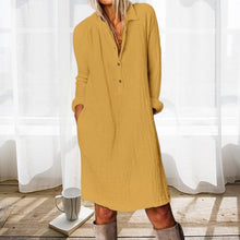 Load image into Gallery viewer, Solid Color Lapel Long Sleeve Dress