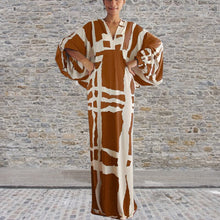 Load image into Gallery viewer, Women's V-Neck Sleeved Printed Dress