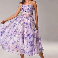 Load image into Gallery viewer, Elegant Print Suspender Dress