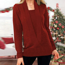 Load image into Gallery viewer, Women's V Neck Long Sleeve Knit Sweater