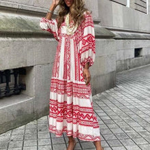Load image into Gallery viewer, Boho Puff Sleeve Maxi Loose Dress