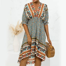 Load image into Gallery viewer, V Neck Open Back Irregular Dress