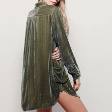 Load image into Gallery viewer, Gold Velvet Shirtdress