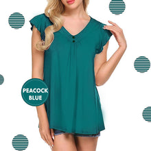 Load image into Gallery viewer, Women's V Neck Pleated Tunic Tops