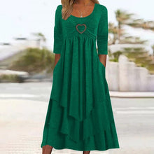 Load image into Gallery viewer, Plain Regular Fit Crew Neck Long Sleeve Casual Midi Dress