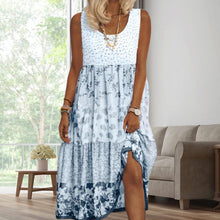 Load image into Gallery viewer, Women's Sleeveless Floral Print Summer Round Neck Dress