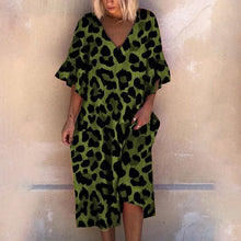 Load image into Gallery viewer, Leopard Print V-Neck Loose Dress