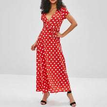 Load image into Gallery viewer, Belted Polka Dot Maxi Dress
