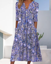 Load image into Gallery viewer, Printed V-neck slip pocket dress