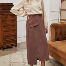 Load image into Gallery viewer, High Waist Slim Solid Color Hip Dress