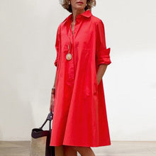 Load image into Gallery viewer, Loose Shirt Dress With Pockets