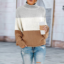 Load image into Gallery viewer, Thick Line Colorblock Turtleneck Sweater