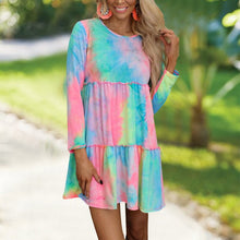 Load image into Gallery viewer, Tie-dye Printed Long-sleeve Panelled Dress