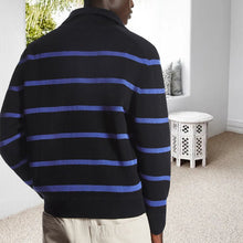 Load image into Gallery viewer, Lapel Striped Knit Sweater