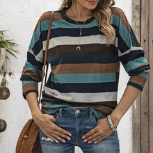 Load image into Gallery viewer, Round Neck Striped All-match Sweatshirt