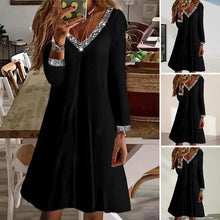 Load image into Gallery viewer, Long-sleeved Dress with V-neckline