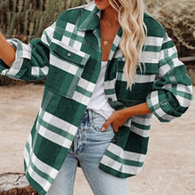 Load image into Gallery viewer, Women's Autumn Winter Long Sleeve Loose Plaid Shirt Coat