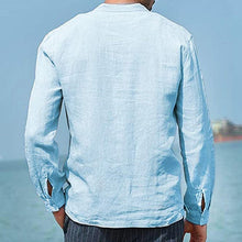 Load image into Gallery viewer, Men's Linen Casual Long Sleeve Solid Color Shirt