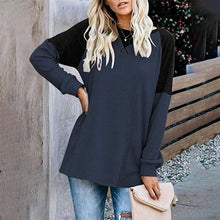 Load image into Gallery viewer, Round Neck Long Sleeve Color Block T-Shirt