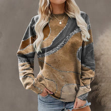 Load image into Gallery viewer, Geometric Loose Print Long Sleeve Crew Neck Sweatshirt