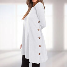 Load image into Gallery viewer, Women's Long Sleeve Scoop Neck Button Side Sweater Tunic Dress