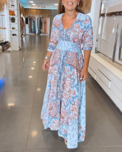 Load image into Gallery viewer, V-Neck Seven Sleeve Vacation Dress