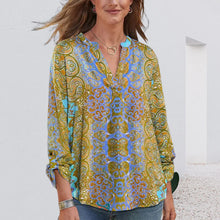 Load image into Gallery viewer, Printed Long Sleeve V Neck Casual T-Shirt