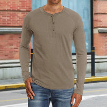 Load image into Gallery viewer, Henley Pullover Long Sleeve T-Shirt