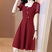 Load image into Gallery viewer, Square Neck Mesh Short Sleeve Dress