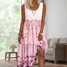 Load image into Gallery viewer, Women's Sleeveless Floral Print Summer Round Neck Dress