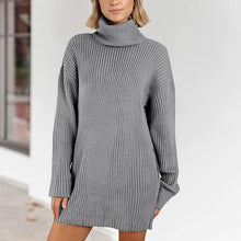 Load image into Gallery viewer, Women's Turtleneck Knit Long Sleeve Chunky Loose Sweater Dress