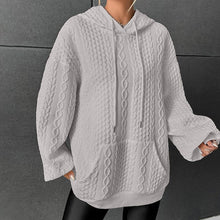 Load image into Gallery viewer, Drop Shoulder Kangaroo Pocket Textured Drawstring Hoodie