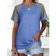 Load image into Gallery viewer, Loose Round Neck Raglan Sleeve Contrast T-shirt