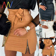Load image into Gallery viewer, PU Leather Zip High Waist Hip Skirt
